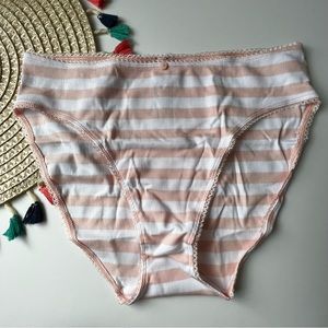 Victoria's Secret Ribbed Stretch Cotton High-Leg Brief Panty Pink Stripe L NEW